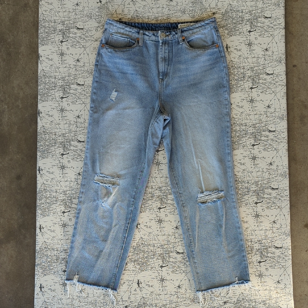 Blank NYC Distressed Light Blue, High Rise The Madison Crop Jeans Size 30